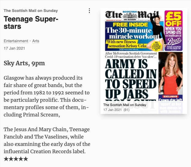 Teenage Superstars SKY ARTS Press Roundup